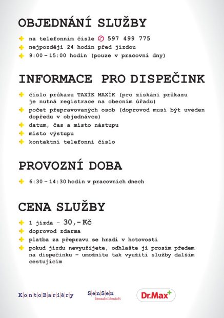 Služba TAXÍK MAXÍK – od ledna 2026